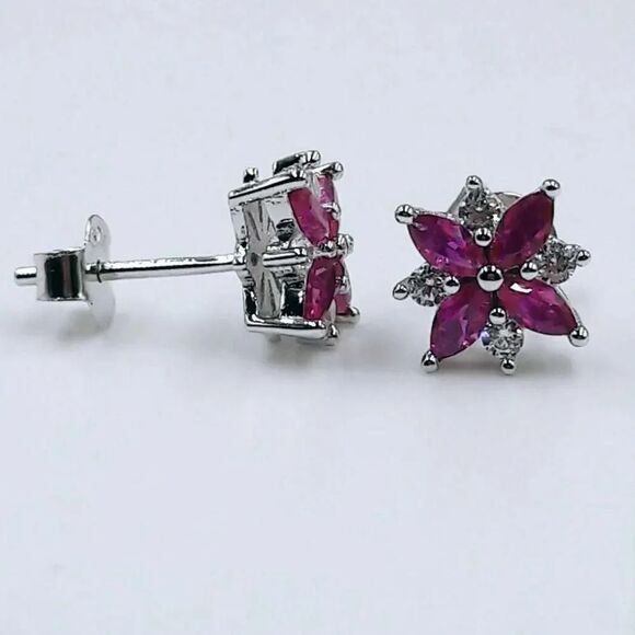 1.14ct Pink Ruby Luxury Stud Earrings - Picture 5 of 13